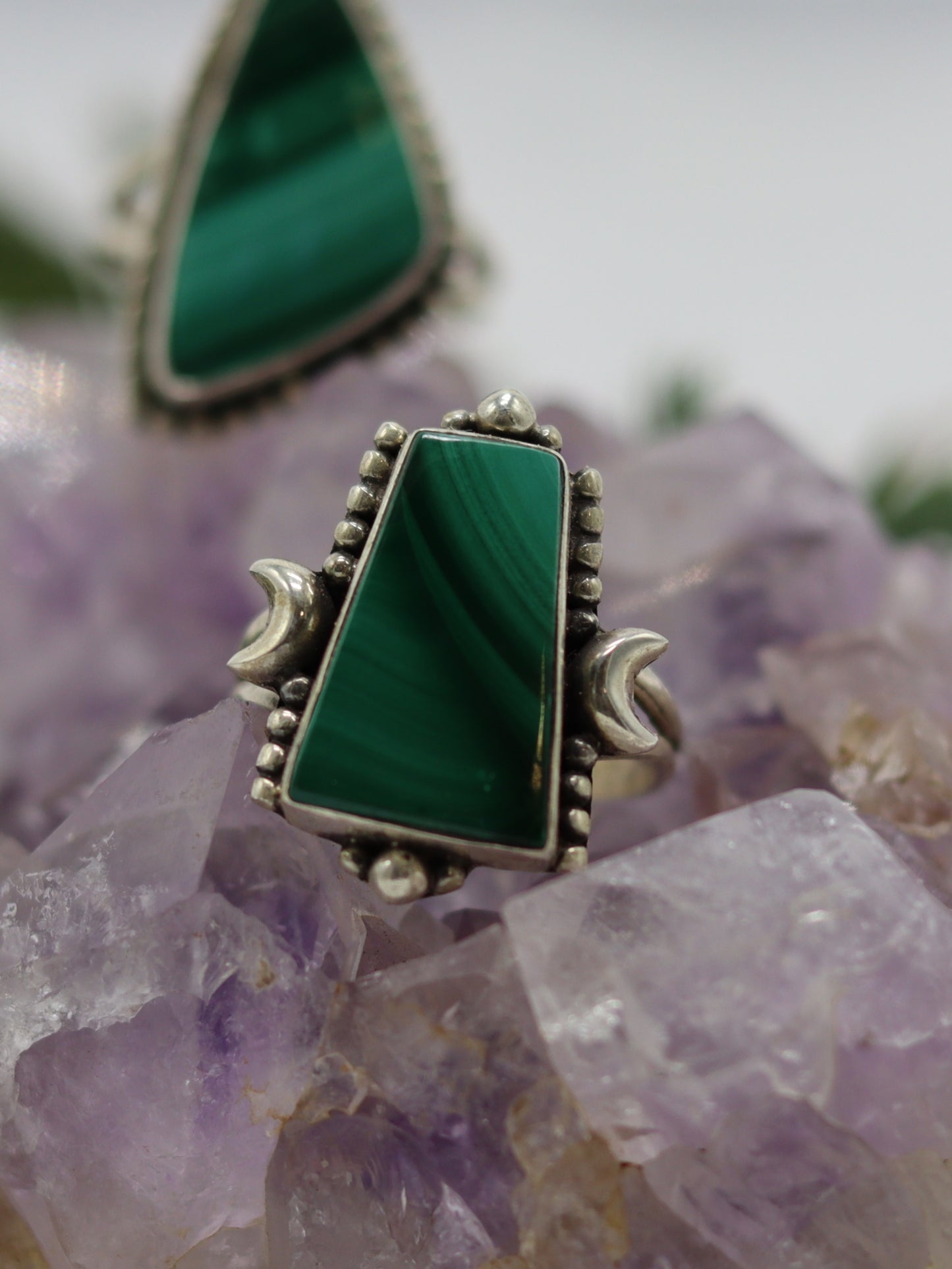 SILVER RINGS MALACHITE