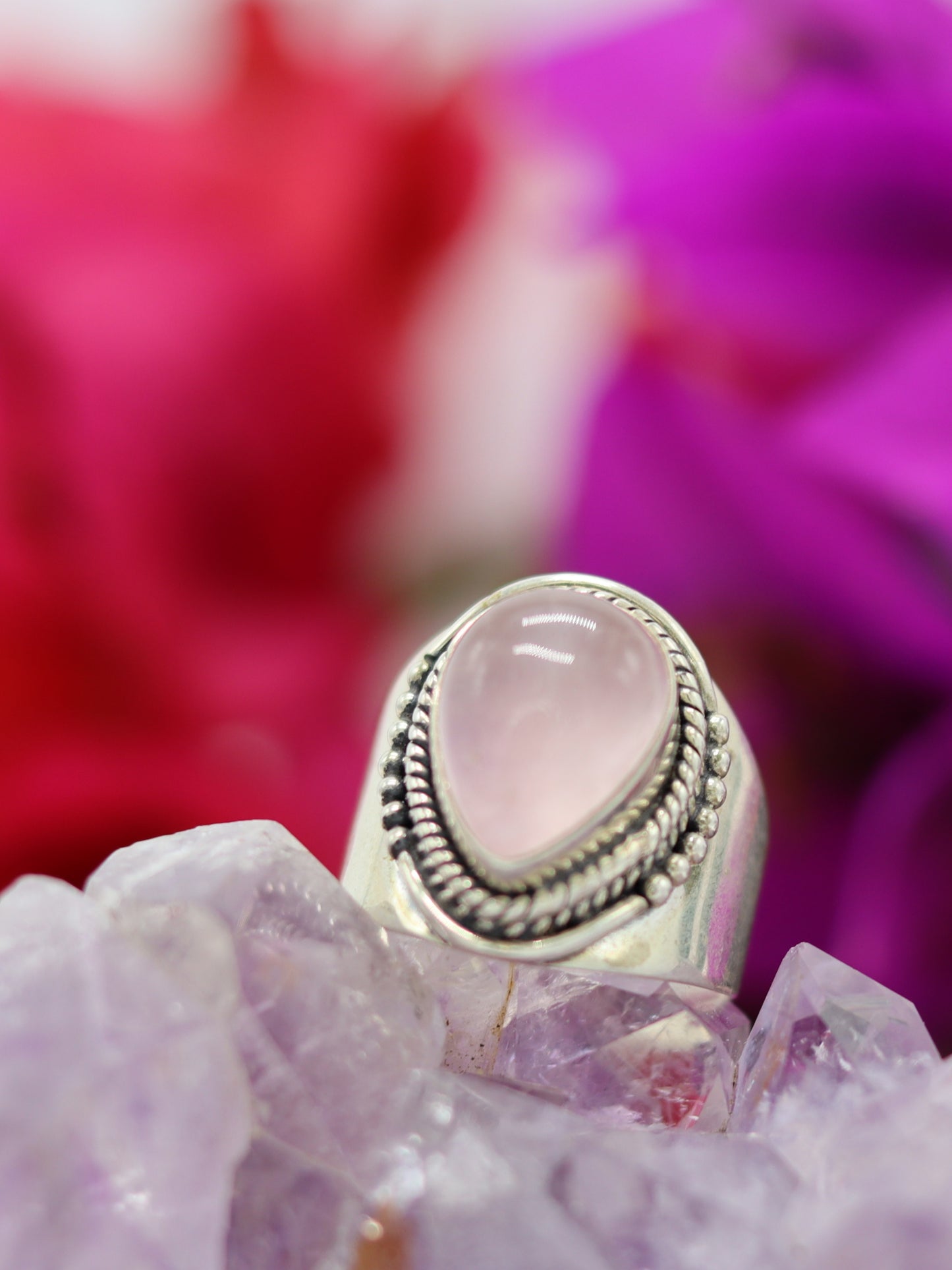 SILVER RING ROSE QUARTZ