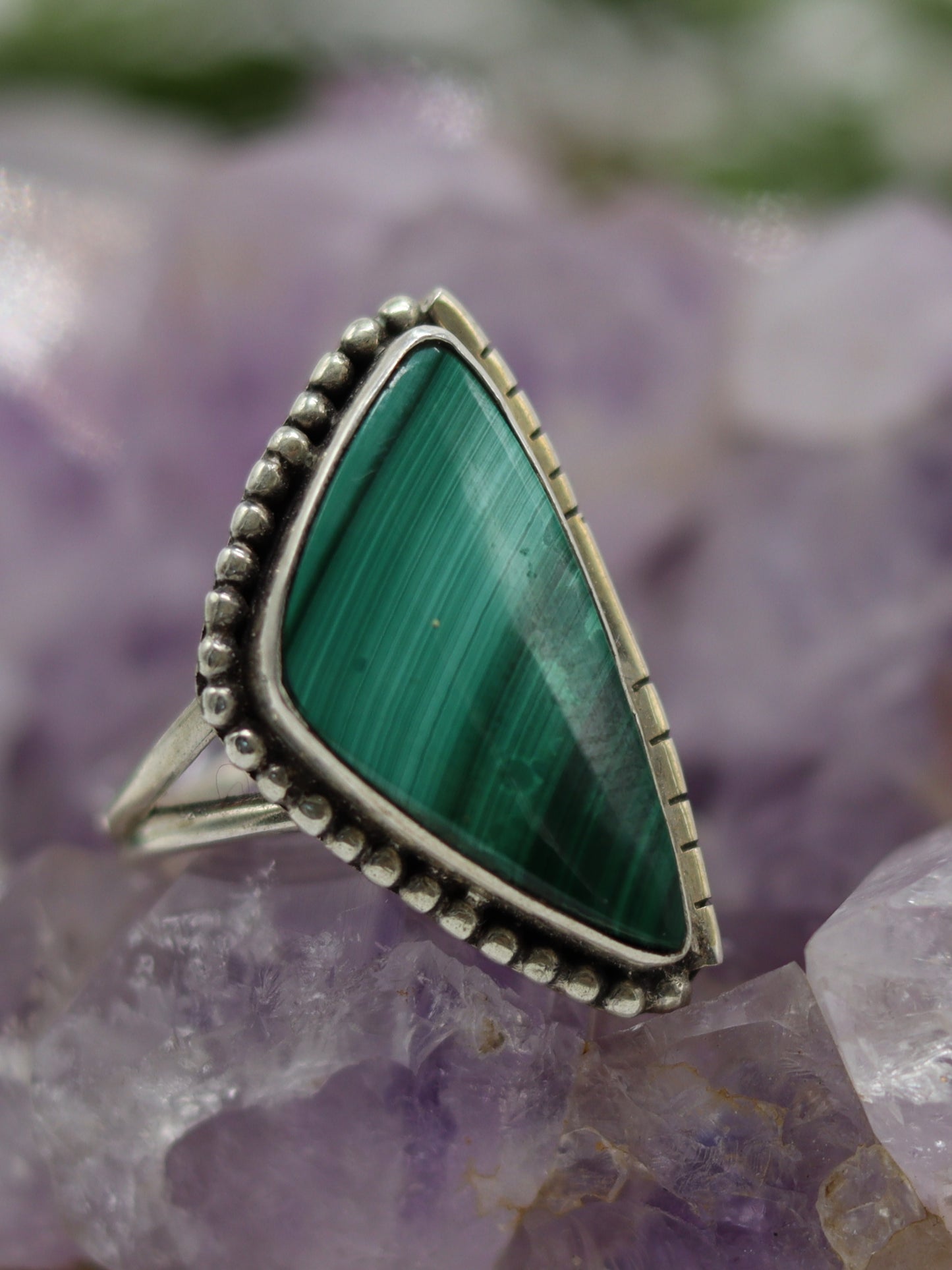 SILVER RINGS MALACHITE