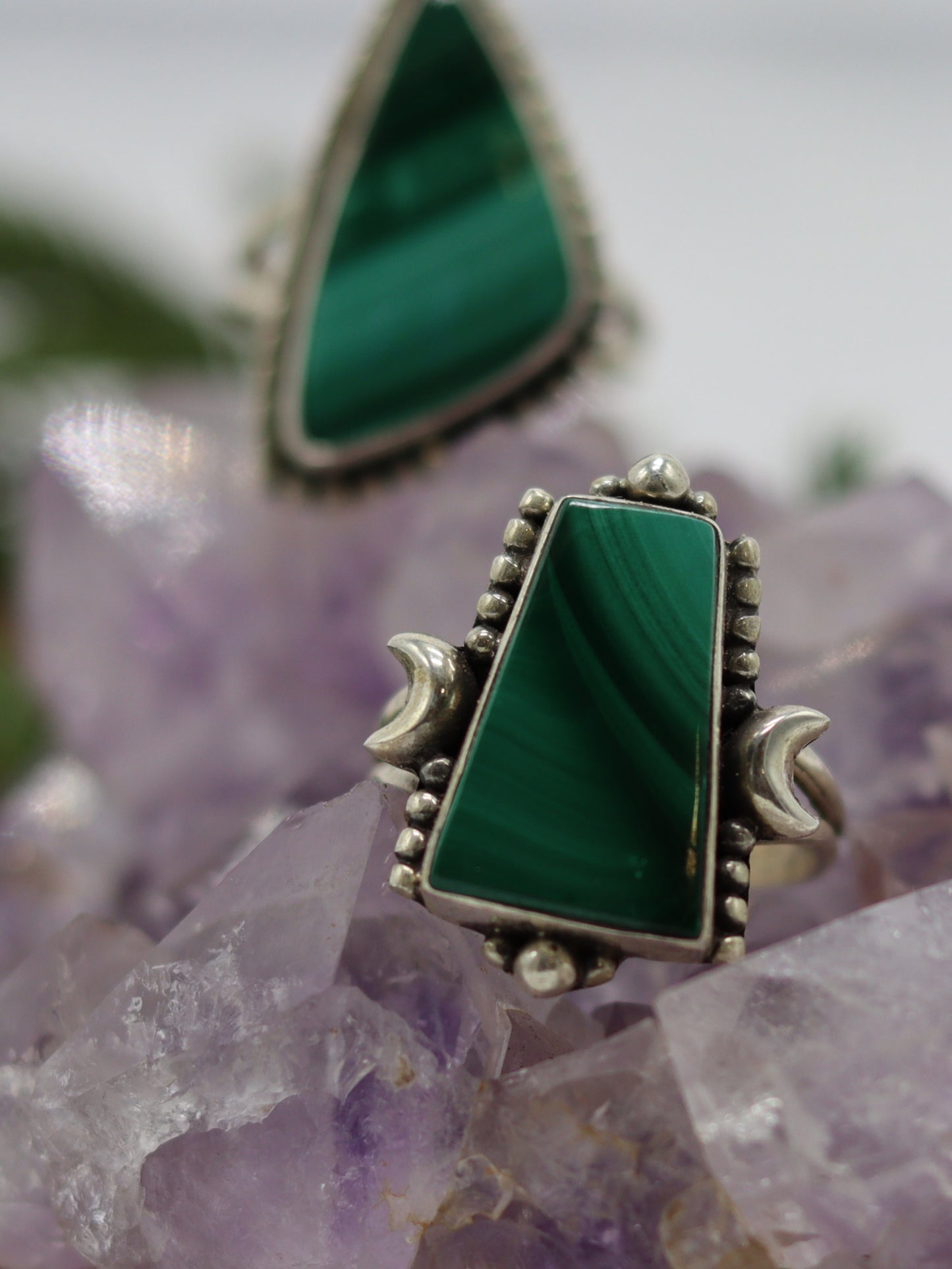 SILVER RINGS MALACHITE