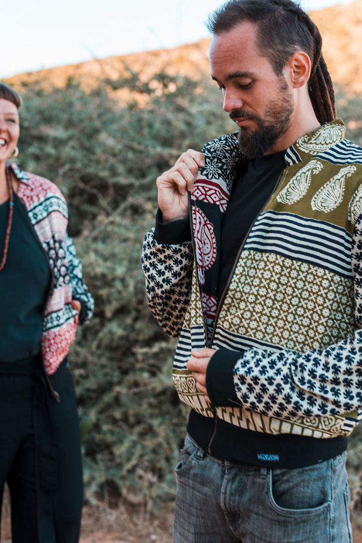 REVERSIBLE GEMINI COTTON JACKET WITH BLOCKPRINT
