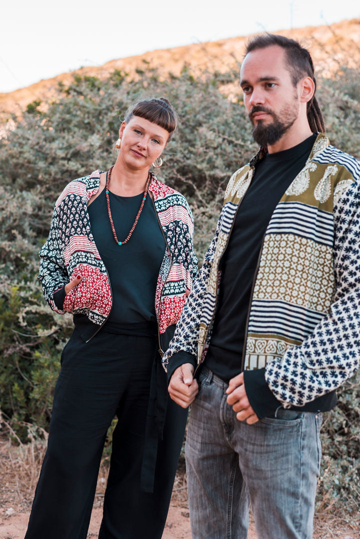 REVERSIBLE GEMINI COTTON JACKET WITH BLOCKPRINT