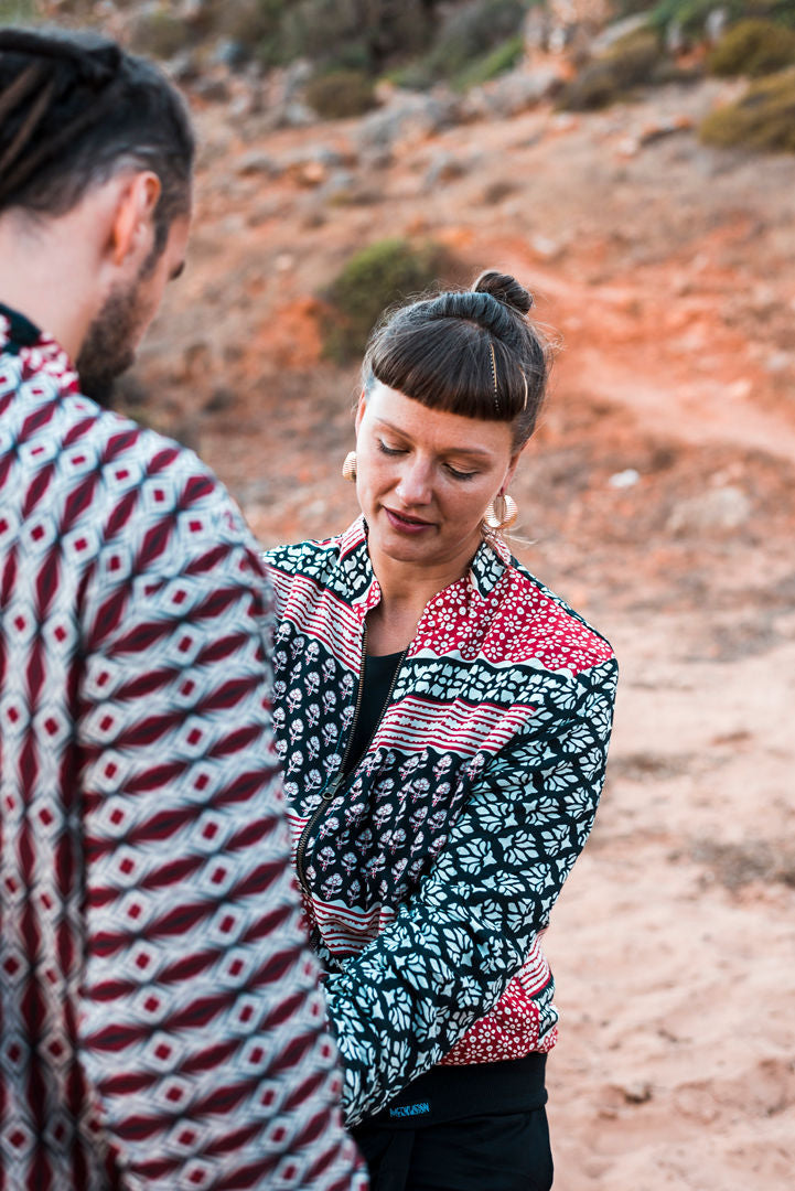 REVERSIBLE GEMINI COTTON JACKET WITH BLOCKPRINT
