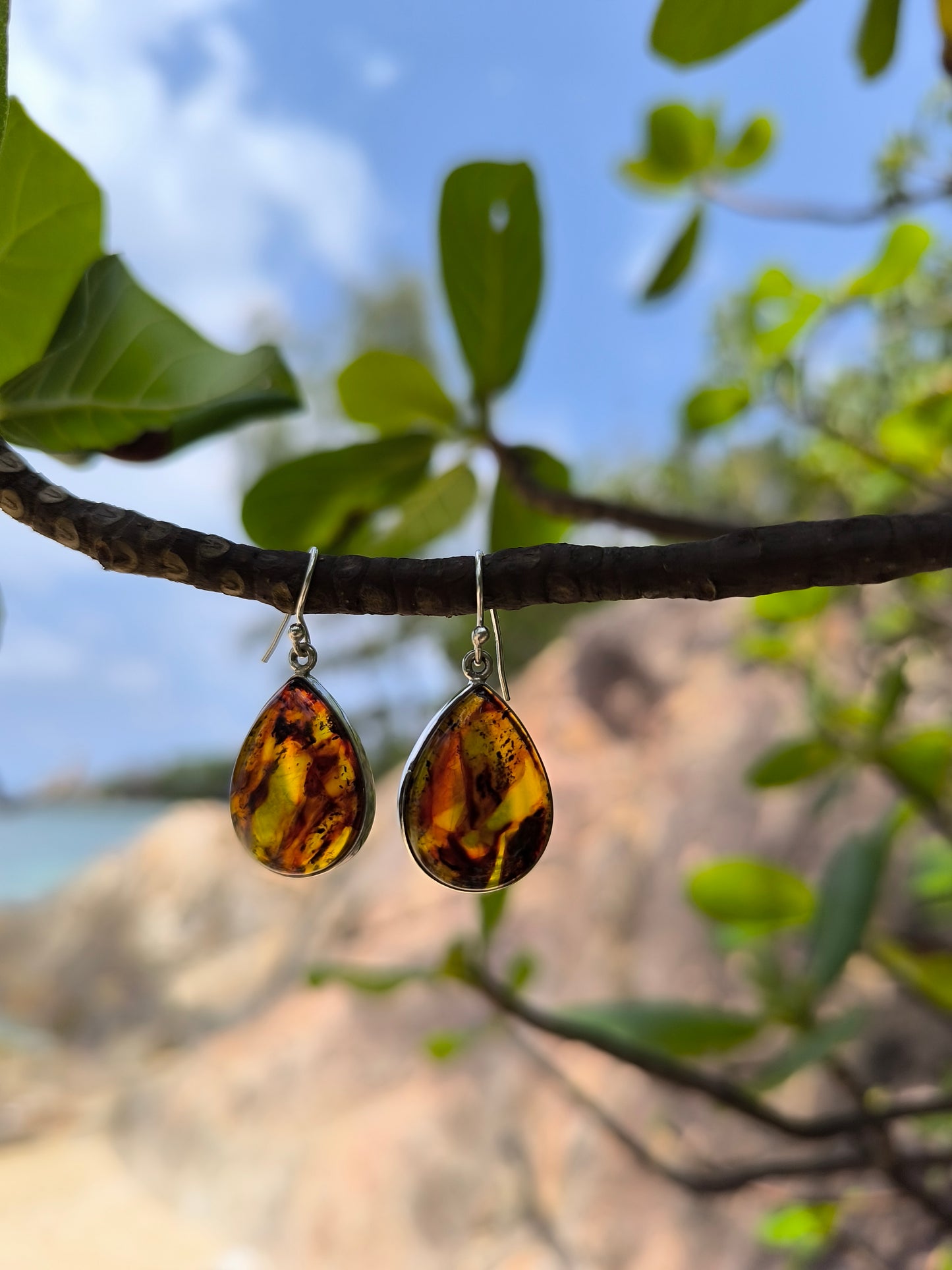 AMBER SILVER EARRINGS