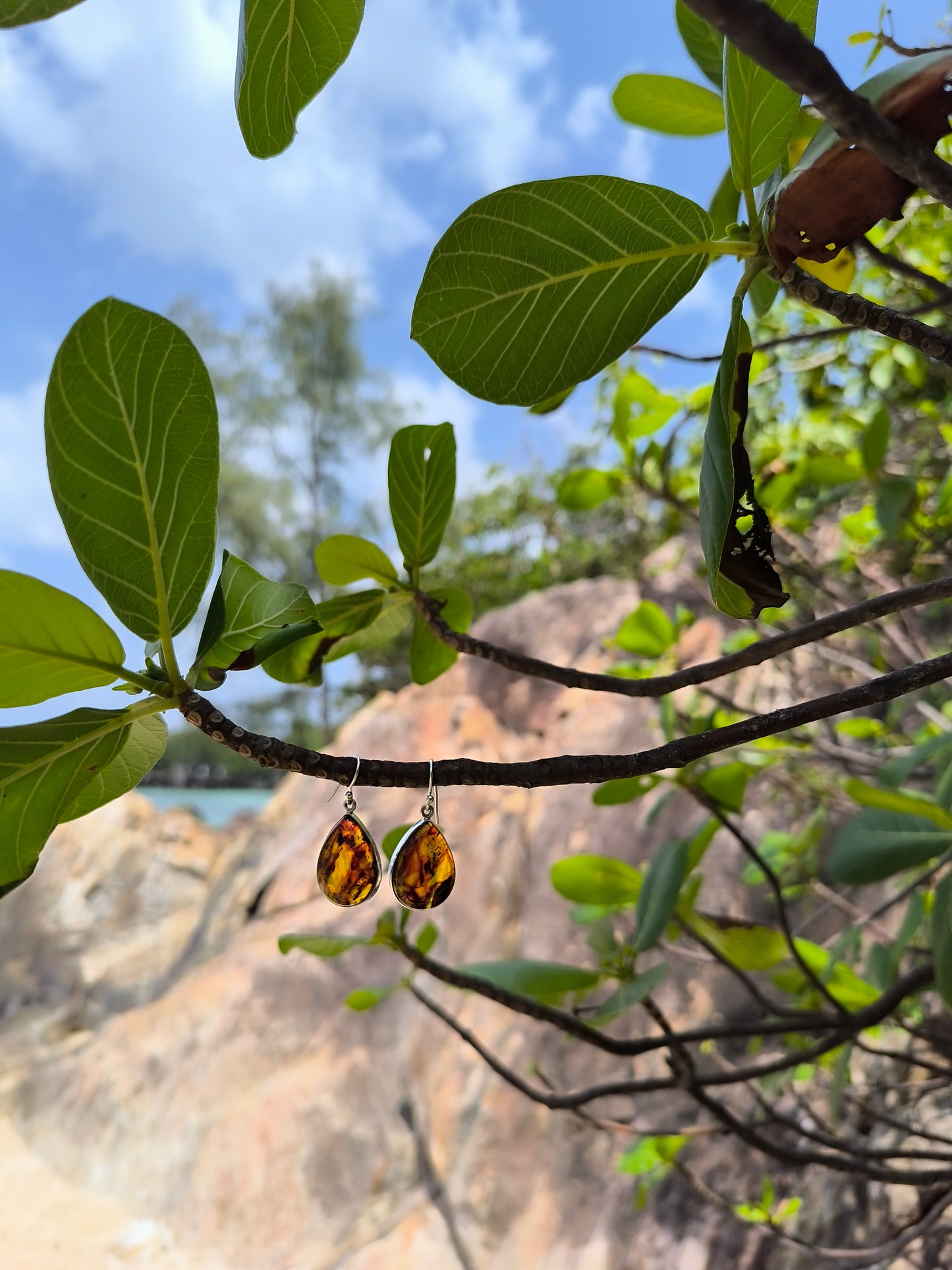 AMBER SILVER EARRINGS