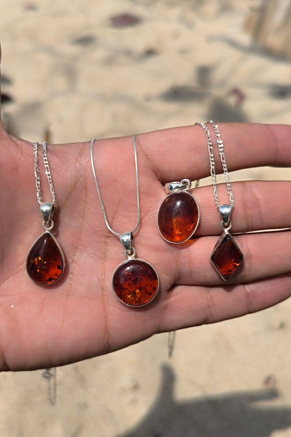 AMBER SILVER NECKLACES